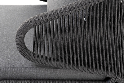 "Милан" лаунж-зона 5-местная плетеная из роупа (веревки), каркас алюминиевый серый, роуп темно-серый